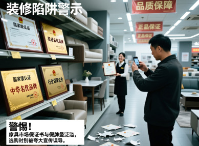 家具市场假证书与假牌匾比比皆是，选购时别被夸大宣传误导